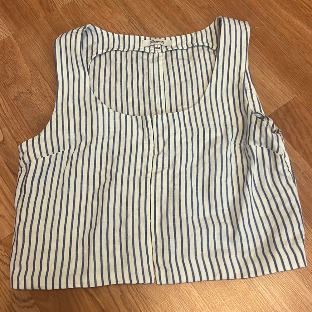Madewell striped linen crop top, size 4 - Picture 1 of 3
